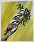 Kookaburra Trio fine art reproduction print by Sally McLean Artist, Australian wildlife art