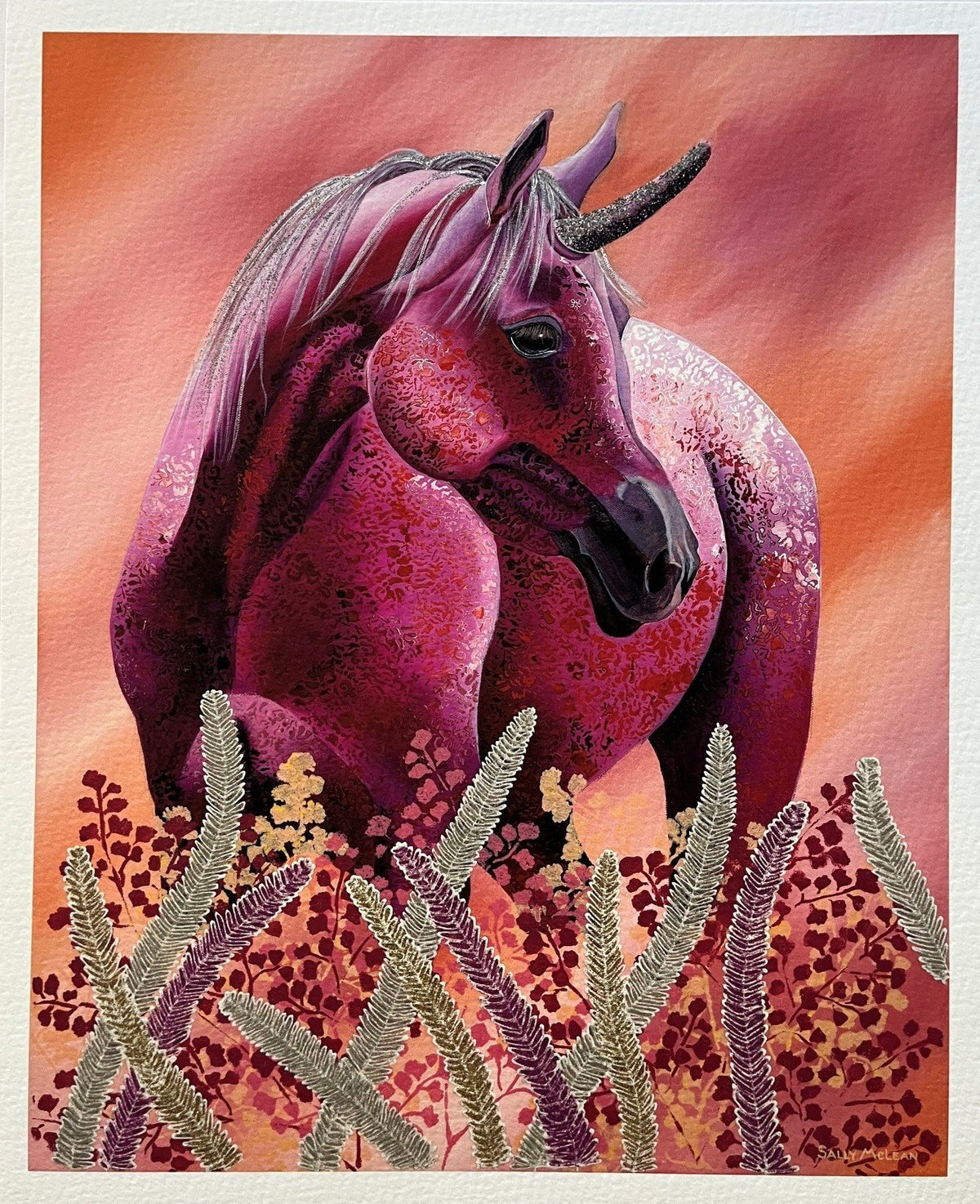 Unicorn Magic fine art reproduction print by Sally McLean Artist, fantasy art for kids