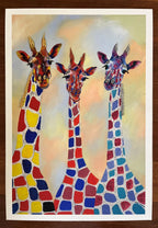 Giraffes - Lets Stick Our Necks Out - Art Print