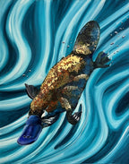 Platypus acrylic original artwork by Sally McLean Artist, Australian wildlife art