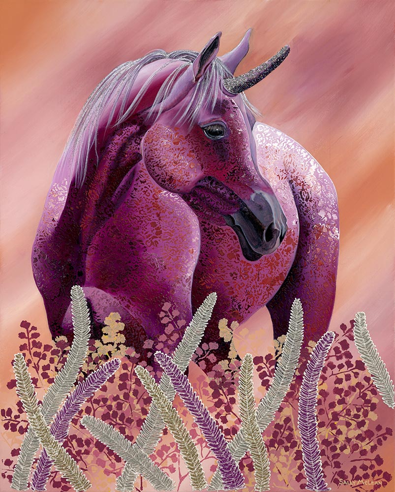 Unicorn Magic acrylic original artwork by Sally McLean Artist, fantasy art for kids