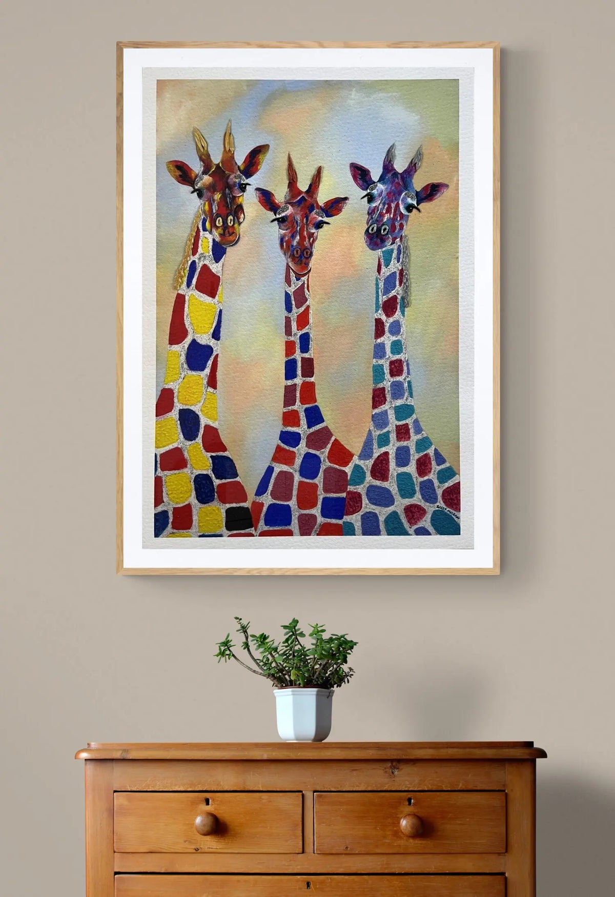 Giraffes Let's Stick Our Necks Out | Fine Art Reproduction | Multiple Sizes | Sally McLean Artist